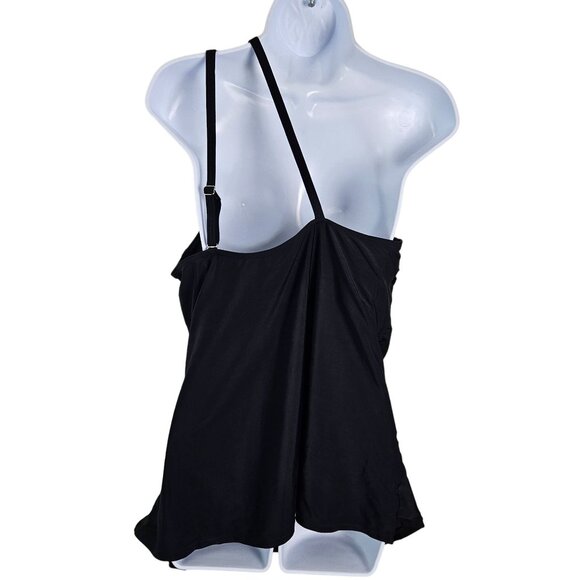 Tempt Me Womens One Shoulder Black Swimsuit Set Plus Size 20W Beach Pool - Picture 6 of 10